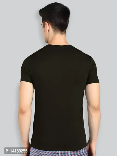 Reliable Black Cotton Blend Solid Round Neck Tees For Men- Pack Of 2-thumb2