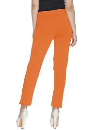 Elegant Orange Cotton Solid Trousers For Women-thumb1