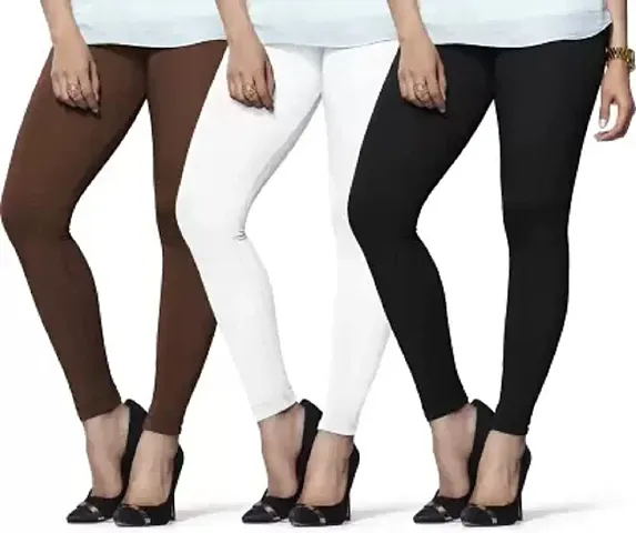 Lyra Ethnic Wear Legging (White, Brown, Black, Solid)-LYRA_AL_08_10_11_FS_3PC