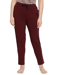 Elegant Maroon Cotton Blend Solid Trousers For Women-thumb1