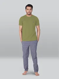 Reliable Green Cotton Blend Solid Round Neck Tees For Men-thumb3