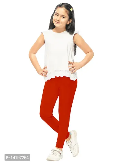 Stylish Orange Cotton Solid Leggings For Girls-thumb0