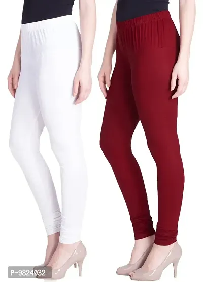 Lyra Women's Regular (Churidar Leggings_Off White,Maroon_Free Size)