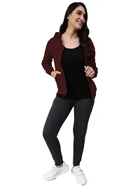 Lyra Women Zipper Hooded Sweatshirt (Pack of 2) Burgundy-thumb1