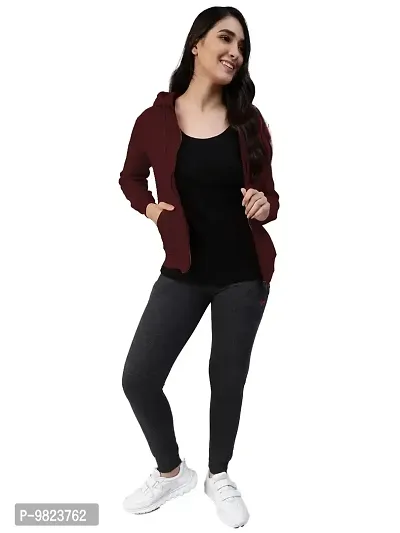 Lyra Women Zipper Hooded Sweatshirt (Pack of 2) Burgundy-thumb2