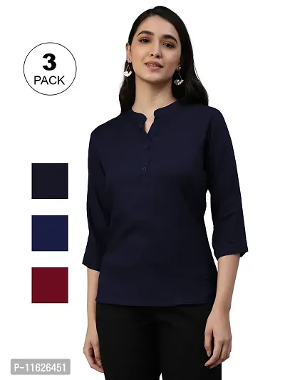 Elegant Rayon Solid Top For Women- Pack Of 3