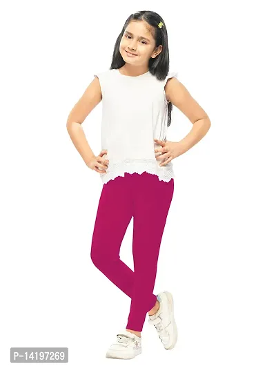 Stylish Pink Cotton Solid Leggings For Girls