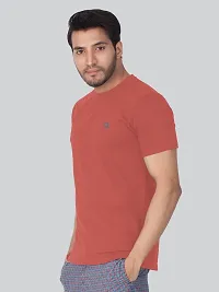 Reliable Pink Cotton Blend Solid Round Neck Tees For Men-thumb2