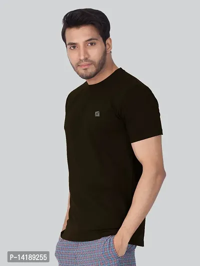 Reliable Black Cotton Blend Solid Round Neck Tees For Men- Pack Of 2-thumb3