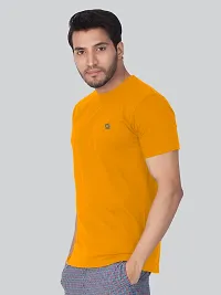 Reliable Orange Cotton Blend Solid Round Neck Tees For Men- Pack Of 2-thumb2