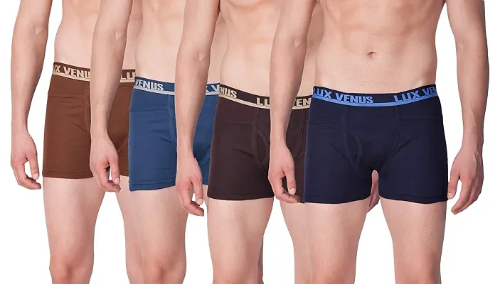 Attractive Lux Venus Cotton Solid Trunks Combo For Men Pack of 4