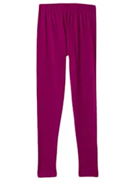 Stylish Pink Cotton Solid Leggings For Girls-thumb1