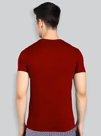 Reliable Red Cotton Blend Solid Round Neck Tees For Men-thumb1