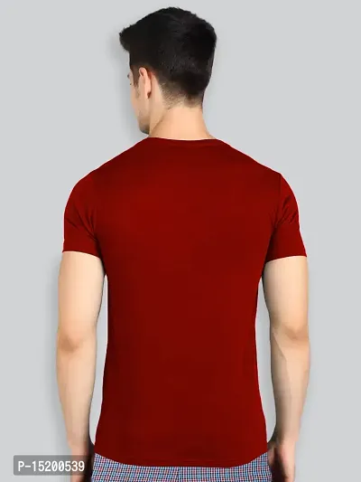 Reliable Red Cotton Blend Solid Round Neck Tees For Men-thumb2