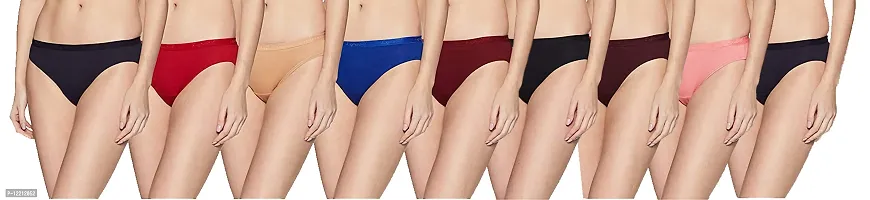 Stylish Fancy Cotton Blend Mid-rise Outer Elastic Solid Hipster Panty Combo For Women Pack Of 9-thumb0