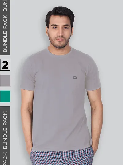 Reliable Blend Solid Round Neck Tees For Men