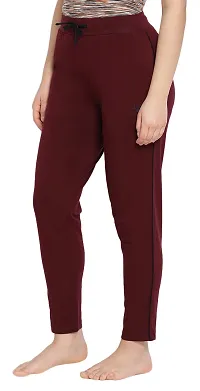 Elegant Maroon Cotton Blend Solid Trousers For Women-thumb2