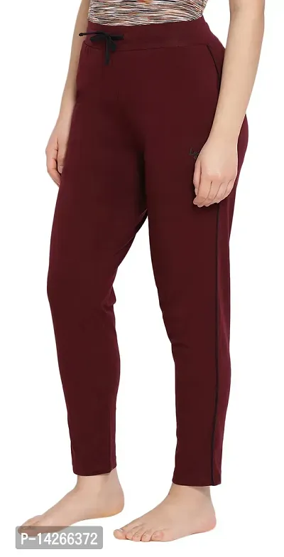 Elegant Maroon Cotton Blend Solid Trousers For Women-thumb3