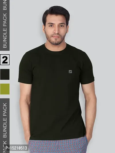 Men Solid Round  Neck Assorted T-Shirt Pack of 2