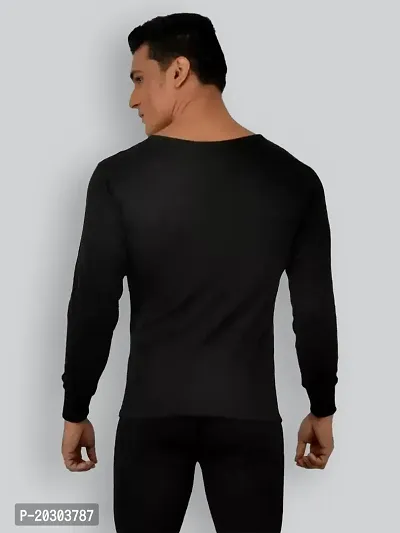 Stylish Black Cotton Solid Long Sleeves Thermal Tops For Men Pack Of 2-thumb2