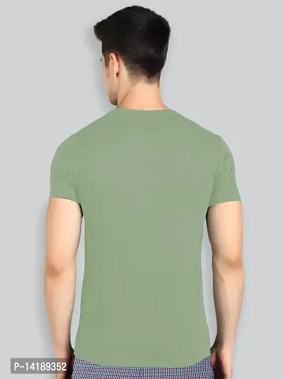 Reliable Green Cotton Blend Solid Round Neck Tees For Men- Pack Of 2-thumb2