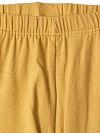 Alluring Yellow Cotton Solid Leggings For Girls-thumb2