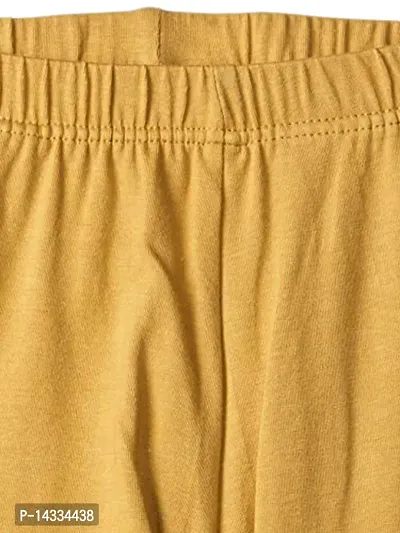 Alluring Yellow Cotton Solid Leggings For Girls-thumb3