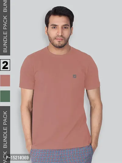 Men Solid Round  Neck Assorted T-Shirt Pack of 2