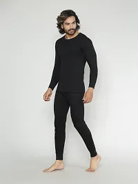 Stylish Lux Inferno Black Polycotton Solid Thermal Set For Men-thumb2