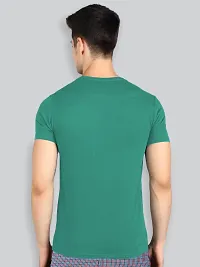 Reliable Green Cotton Blend Solid Round Neck Tees For Men-thumb1