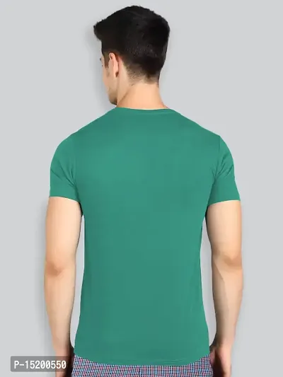 Reliable Green Cotton Blend Solid Round Neck Tees For Men-thumb2