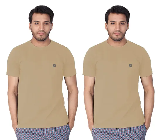 Cotton Blend Solid Tees Combo (Pack of 2) for Men