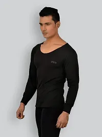 Stylish Black Cotton Solid Long Sleeves Thermal Tops For Men Pack Of 2-thumb2