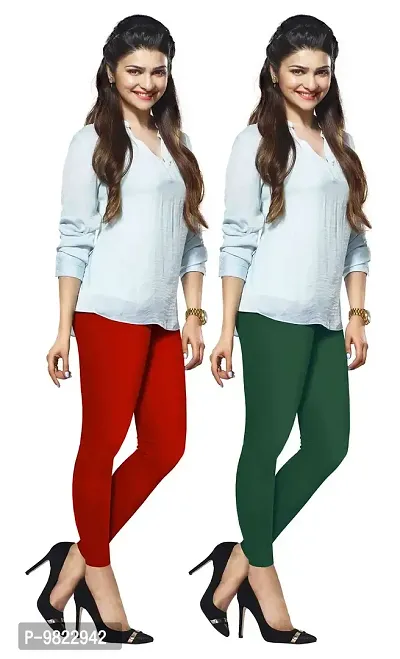 LUX LYRA Women's Ankle Length Leggings (Multicolour, Free Size) - Pack of 2-thumb0