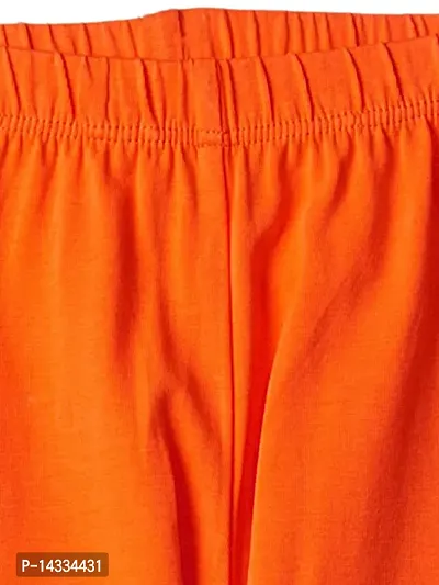 Alluring Orange Cotton Solid Leggings For Girls-thumb3