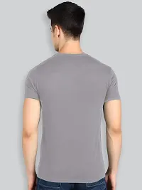 Reliable Grey Cotton Blend Solid Round Neck Tees For Men- Pack Of 2-thumb1