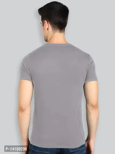 Reliable Grey Cotton Blend Solid Round Neck Tees For Men- Pack Of 2-thumb2