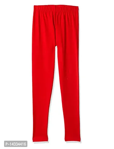 Alluring Red Cotton Solid Leggings For Girls-thumb2