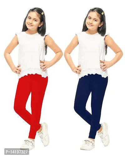 Stylish Multicoloured Cotton Solid Leggings For Girls Pack of 2