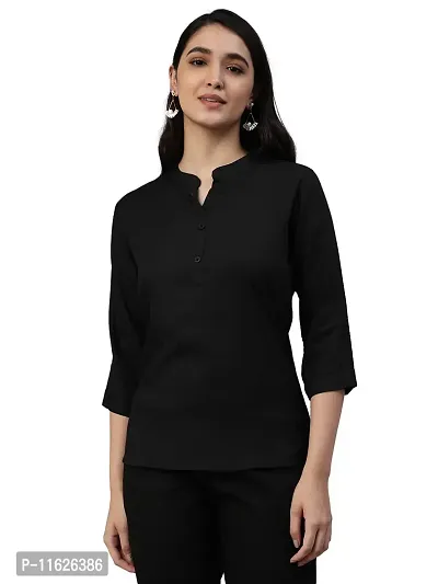 Elegant Black Rayon Solid Top For Women