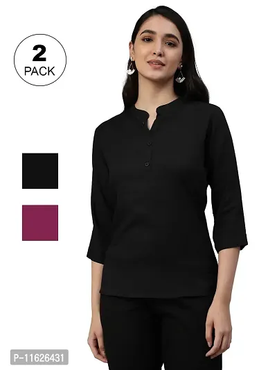 Elegant Rayon Solid Top For Women -Pack Of 2