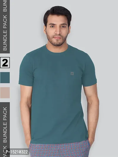 Men Solid Round  Neck Assorted T-Shirt Pack of 2