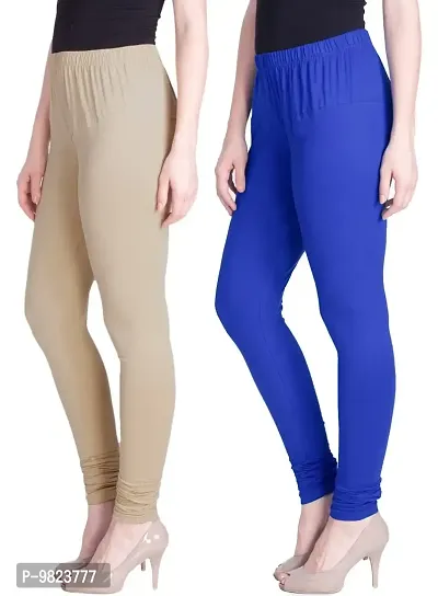 Lyra Women's Regular (Churidar Leggings_Beige,Ink Blue_Free Size)