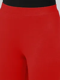 Lyra Solid Ultra Soft Fabric Red Premium Churidar Leggings-thumb3