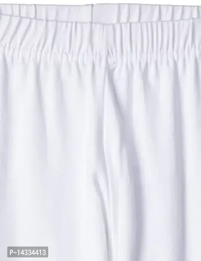 Alluring White Cotton Solid Leggings For Girls-thumb3