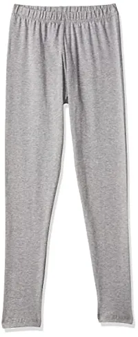 Alluring Grey Cotton Solid Leggings For Girls-thumb1