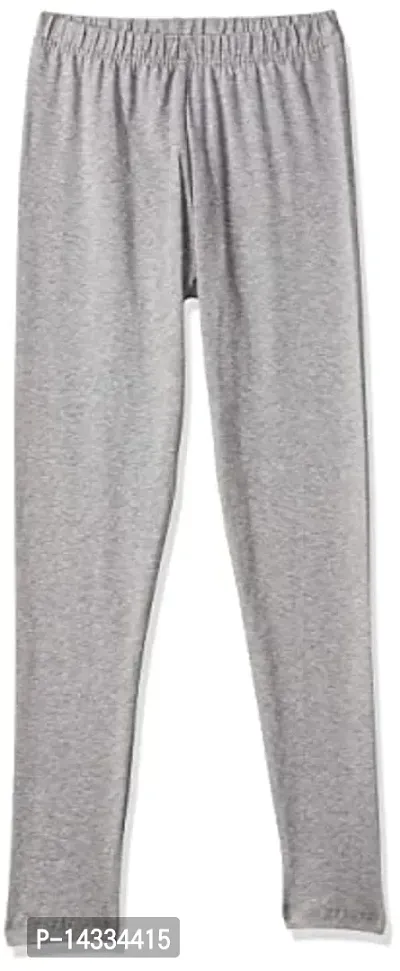 Alluring Grey Cotton Solid Leggings For Girls-thumb2