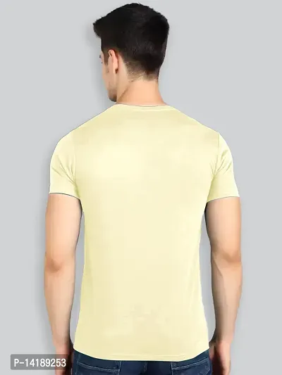 Reliable Yellow Cotton Blend Solid Round Neck Tees For Men- Pack Of 2-thumb2