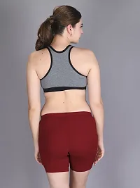 Lyra Maroon Cotton Blend Solid Cycling Shorts for Women-thumb1