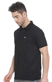 Lux Nitro Men's Black Cotton Polo T-Shirt with Pocket (Size : Small)-thumb2